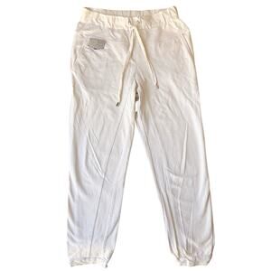 Rumere Women Joggers size M (38) Stretchy Bling Decord Korean Minimalist White
